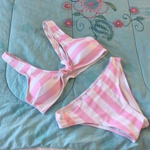 *NEVER WORN* Pink and white Zaful striped bikini
